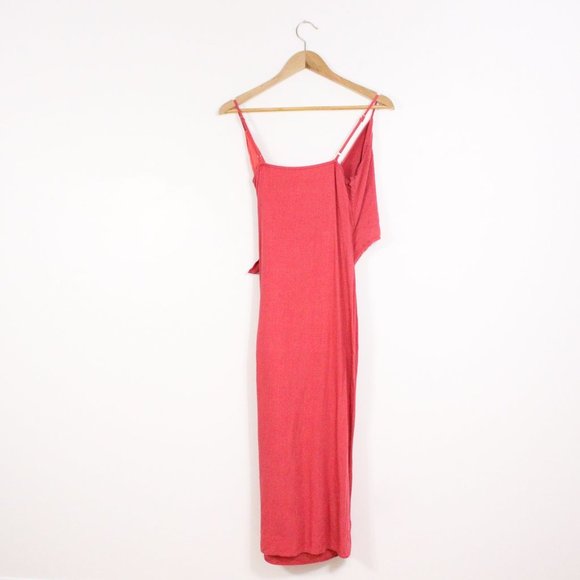 *Lost in Linen Pink V Neck Wrap  Spaghetti Strap Dress - Picture 2 of 5